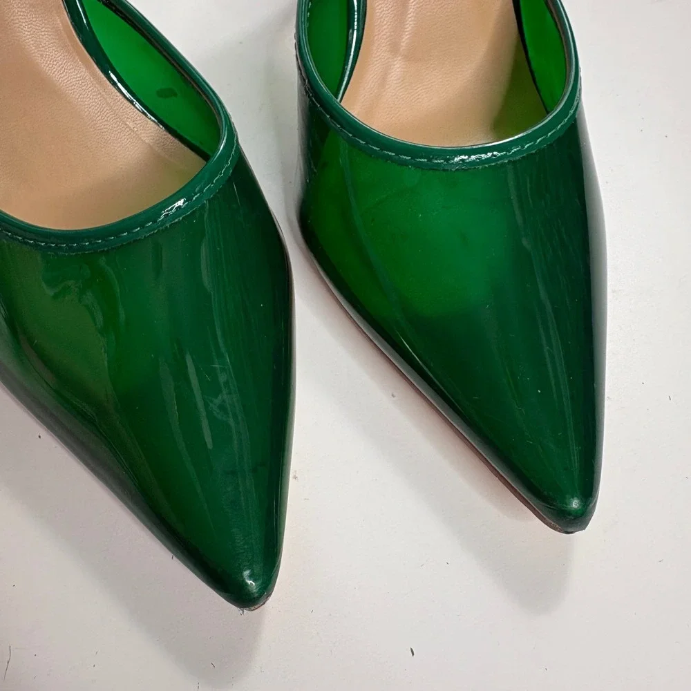 Steve Madden Green Translucent Pointed Toe Ankle Strap Stiletto Heels 7.5